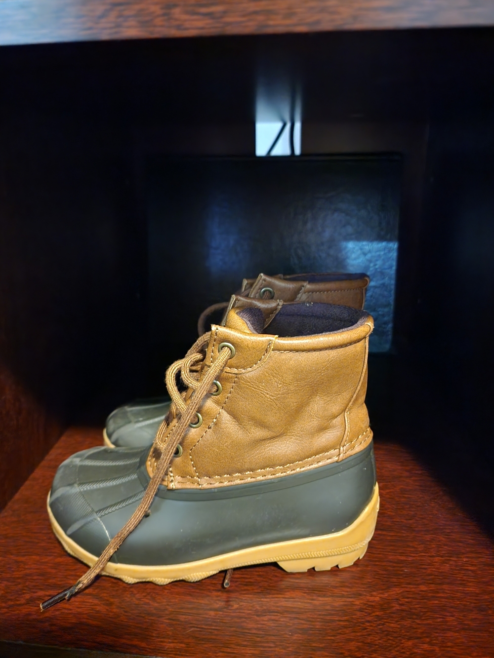 Kids Sperry Waterproof Lace-Up Rain & Snow Boots in Brown and Olive Size 11m